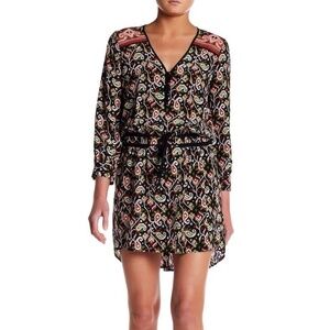 Veronica Beard Women's Venice Silk Mini Dress Terracotta Tie Waist Printed 2